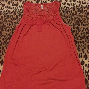 Sleeveless Coral Lace Top